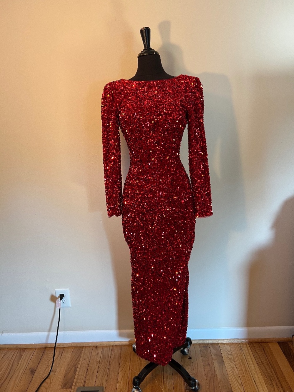 Mable Red Sequin Formal Maxi Dress